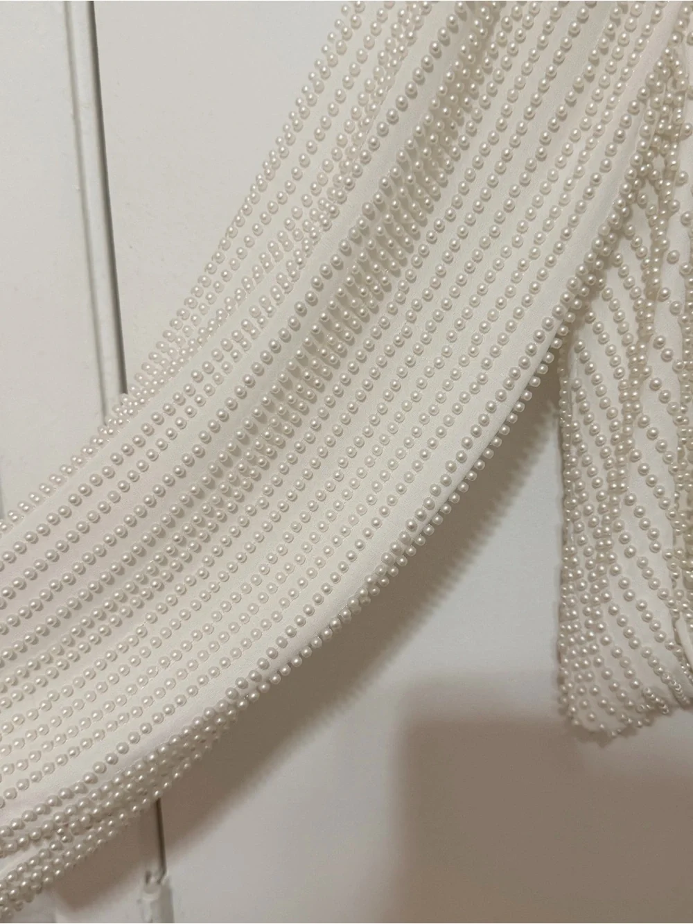 Zara Cream Fully Beaded V-Neck Blouse
